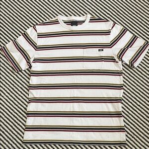 Vans White and Multicolor Striped Pocket Tee in Cotton.